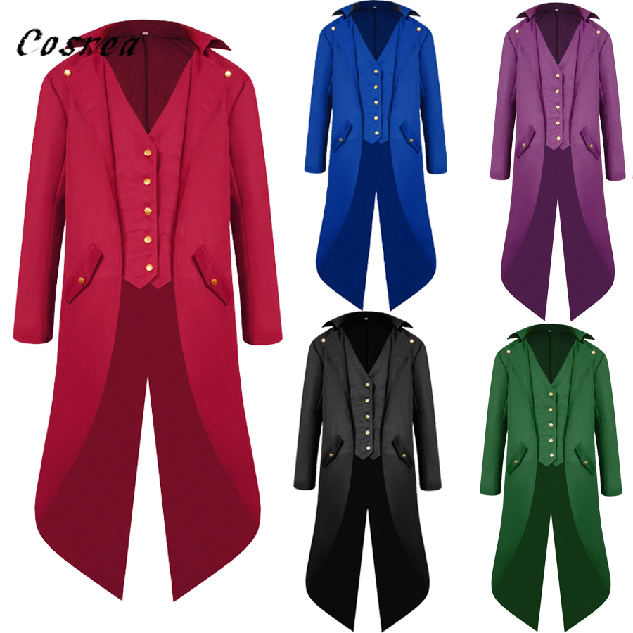 Retro Gaming Jacket - 중세 레트로 레드 턱시도 Tailcoat 망
