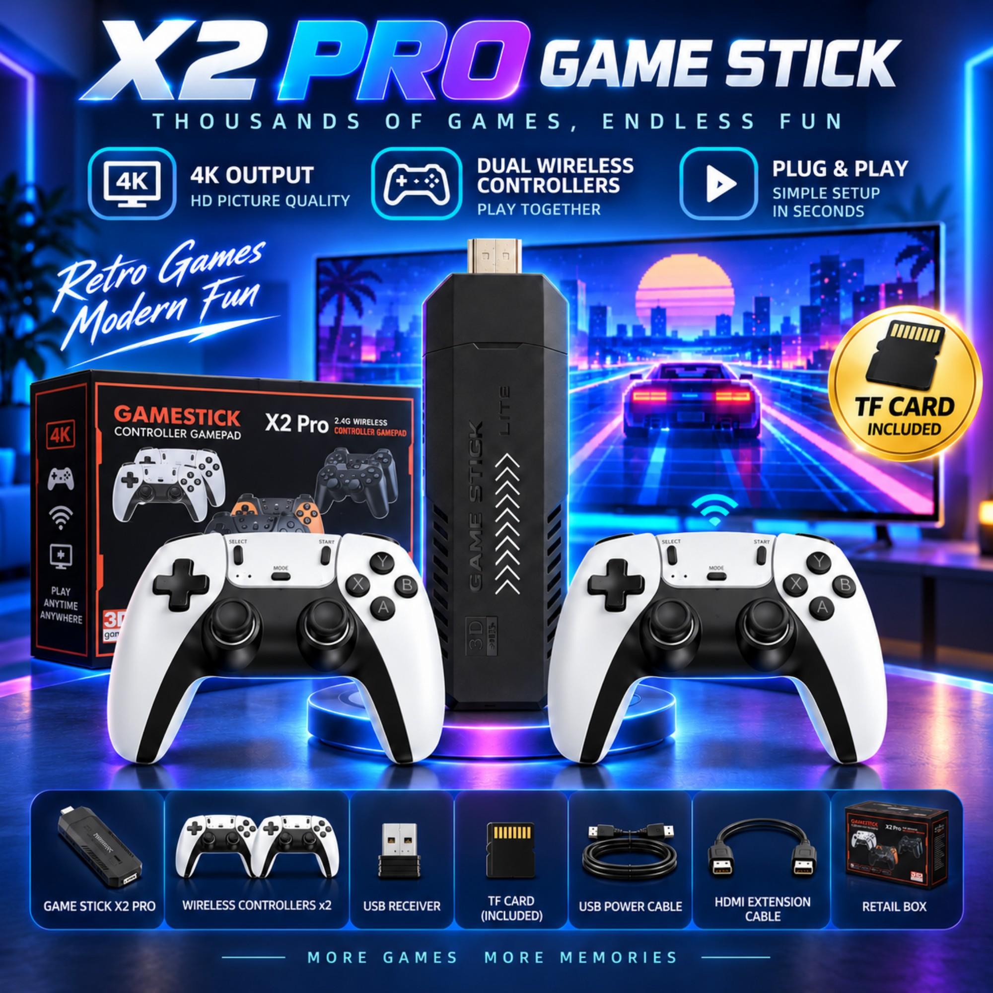Retro Gaming X2 - X2 PRO 게임 스틱: 4K HD