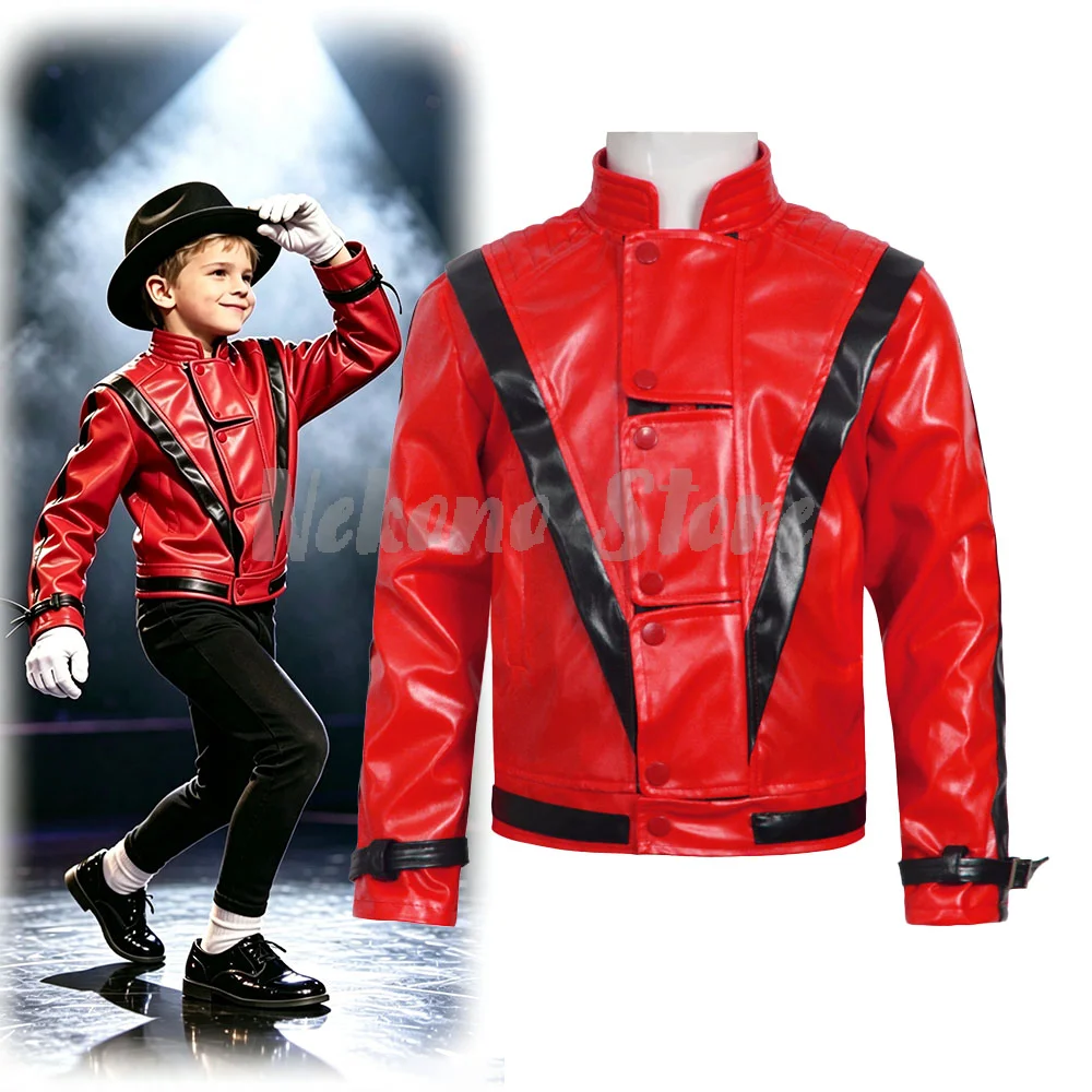 Retro Gaming Jacket - 마이클 잭슨 스릴러 무서운 코스튬 레드